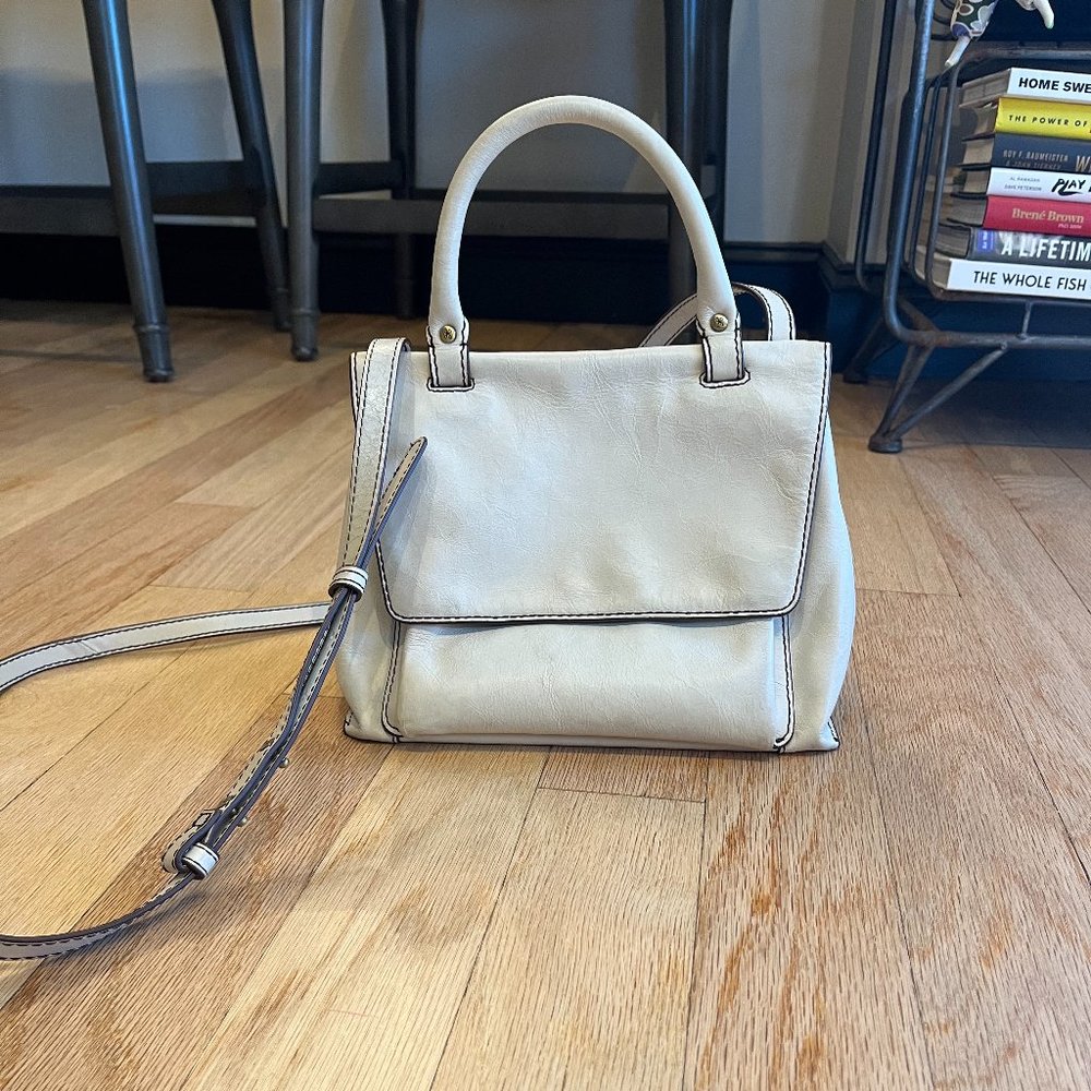 White, Leather HOBO Crossbody Purse